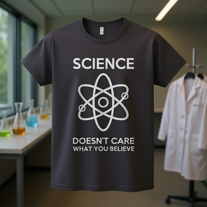 Camiseta Science gris oscuro unisex talla mediana para adultos Diseño: La ciencia no le importa lo que crees - Product Image 3