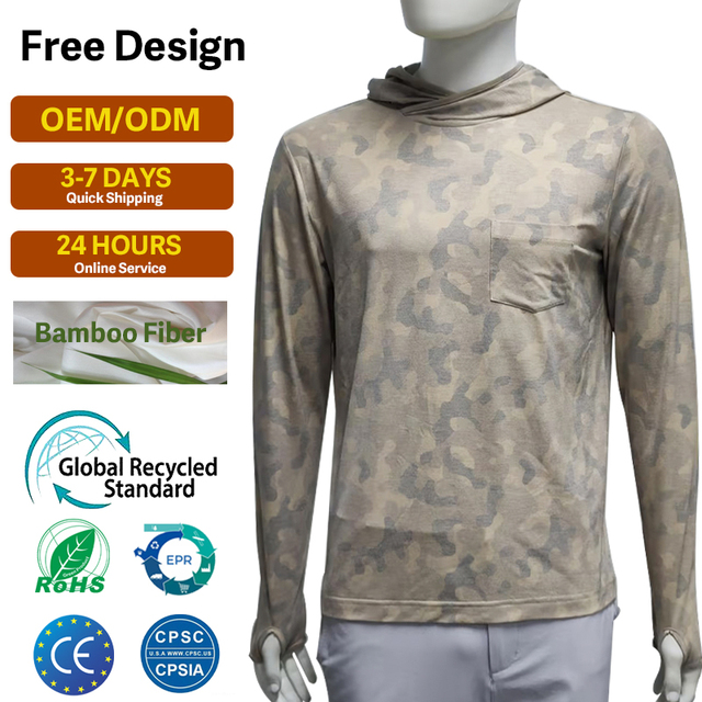 Wholesale New Arrival Men's UPF50+ Custom Bamboo Quick Dry Moisture Wicking Sun Protected Breathable Fishing Shirt Hoodies