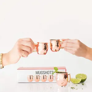 Stainless Steel Coffee Beer Cocktail Cup 2oz Mini Moscow Mule Shot Glasses Copper Mugs Set of 4