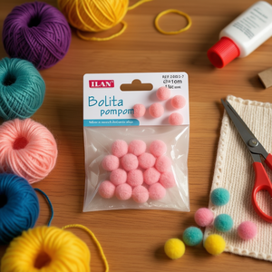 Iln Bolita Pompom 1.5Cm Pink <b>Wool</b> <b>Craft</b> Decorations - Product Image 3