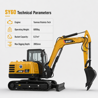 Excavatrice sur chenilles Sany SY60 6t d'occasion de qualité supérieure, prête à l'emploi, reconditionnée, pour l'exportation – Machine d'excavation Sany