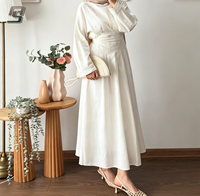 Abaya Modeste Personnalisée OEM avec Plis, Robe Longue Maxi Coupe A-Line, Vêtement Islamique pour Femmes Musulmanes