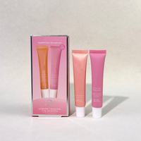 Baume à lèvres hydratant et teinté double style rose doux, lot de 2 pièces, effet éclatant, parfum gâteau d'anniversaire et fraise, texture soft serve