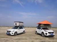 Top ranking 1-2 personas carcasa dura Camping tienda en la azotea gran espacio coche techo superior tienda con escalera telescópica de aluminio