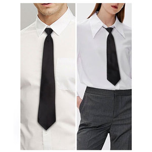 Corbata negra brillante con cremallera para hombre y mujer, corbata sin nudos para camisa y traje - Product Image 4