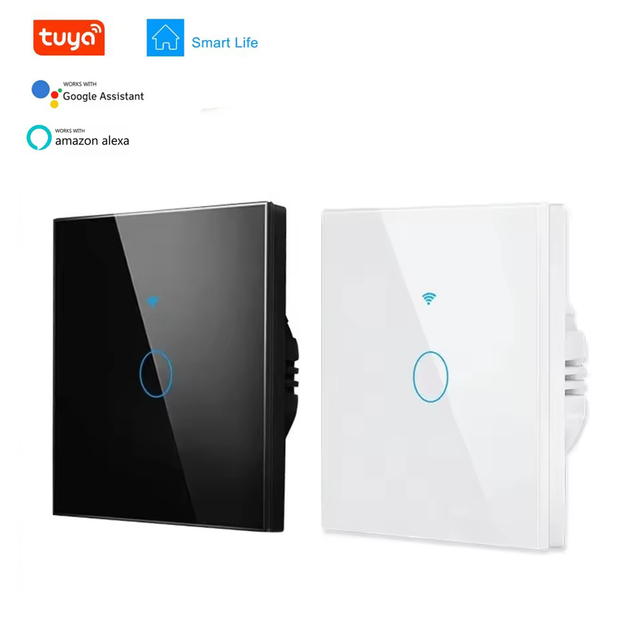 Tuya WiFi Smart Switches US EU Standard No Neutral Wire Required 1/2/3 Gang Light Smart Light Switch Work with Alexa Google Home