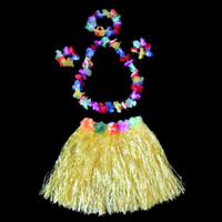 Ensemble de jupe en herbe plastique, costume de danse, couronne, performance hawaïenne, longueur 30 cm, pour Halloween, remise de diplôme, Noël