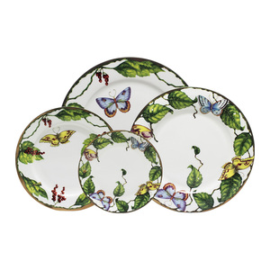 Juego de Vajilla de Porcelana China con Diseño Floral de Mariposas Vintage, Plato de Cerámica con Hojas Verdes de Jardín, Taza de Café de Porcelana, Tazón para <span class=keywords><strong>Hotel</strong></span> - Product Image 6