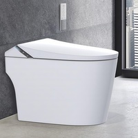 Toilette intelligente à double chasse d'eau, chasse automatique, siège chauffant, couvercle relevable, bidet, télécommande incluse, montage au sol, siphon en S