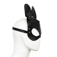 BDSM — accessoire de Cosplay en cuir Sexy, masque en forme de tête de chat, lapin, noir, accessoires pour Halloween, carnaval