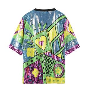 Robe décontractée élégante pour femme <span class=keywords><strong>Les</strong></span> Sequins 2025, ornée de perles, à manches courtes et silhouette droite, options grandes tailles - Product Image 4