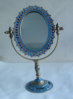 Miroir de table ovale en alliage de zinc bordeaux en laiton antique pour la décoration de maquillage de bureau à la maison