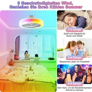 Ventilateur de plafond LED intelligent Magic Color pour chambre à coucher, salle à manger, avec application Bluetooth et musique, lampe ventilateur invisible - Product Image 3