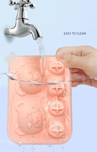 卸売2キャビティ3DテディベアシリコンコーヒーアイスボールメーカーモールドBPAフリーアイスキューブトレイ蓋付き - Product Image 3