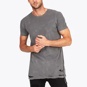 Mens Longline cong HEM T-Shirt Heavyweight 250 GSM cổ điển trống 320 GSM Drop Vai quá khổ axit rửa t Áo sơ mi