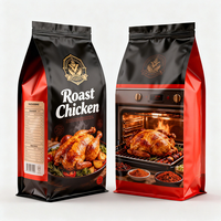 Sacs d'emballage personnalisés imprimés pour poulet rôti chaud, poulet frit entier, poulet de rôtisserie, avec fermeture éclair refermable pour micro-ondes