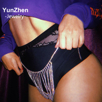 Chaîne de taille en strass et pierres naturelles, accessoires de guérison, bijoux style Spice Girl, bikini à pampilles multicouches scintillant
