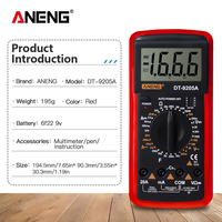 Multimètre ANENG DT9205A 1999 Comptes Numérique True RMS Professionnel Testeur de Courant AC/DC HFE Ohm Capacité Voltmètre Détecteur