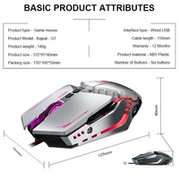 Ratón Óptico para Juegos Bajeal G7 con Cable USB 7D 4800DPI Ajustable con Retroiluminación RGB, Botones Programables, Diseño Ergonómico para Ambas Manos, ABS