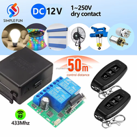 Interrupteur sans fil RF 433 MHz, récepteur et émetteur relais 2 canaux DC 12V, télécommande 3 boutons pour portail/moteur/appareil électroménager