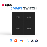 Interrupteur intelligent Zigbee noir en aluminium aviation avec panneau imitation bois, 1/2/3/4/6 gangs, sans fil neutre, pour domotique, IP20