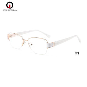 Monturas Ópticas Semimontura para Mujer al por Mayor, de Acero Inoxidable, Cuadradas, con Decoración de Cristal, en Stock - Product Image 4