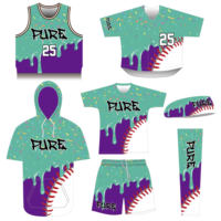 FQ En gros Ice-Creamm Drip Sublimate Maillot de baseball à col boutonné intégral, Sweat à capuche de baseball en polyester, T-shirt de baseball pour jeunes et adultes