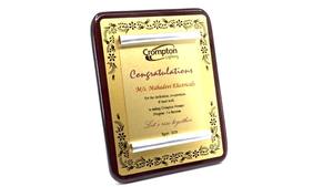 Placa de Metal Dorada Elegante con Grabado, Diseño Portátil para Premios Empresariales y Regalos Promocionales, Venta al Por Mayor - Product Image 3