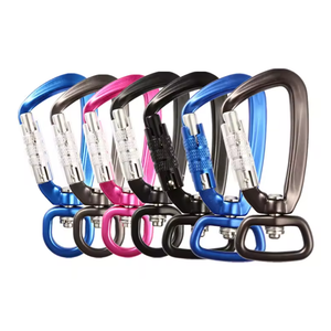 Vente en gros de nouveaux styles de crochet rotatif d'escalade en aluminium crochet pince en forme de D en métal noir mousqueton pivotant - Product Image 2