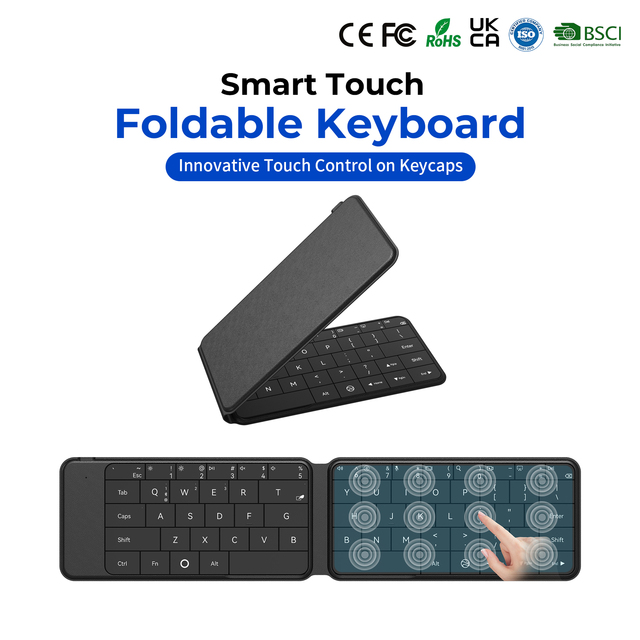 Foldable Wireless Keyboard with Touch Portable Rechargeable Keyboard for Tablet Laptop PC iOS Android Windows HarmonyOS