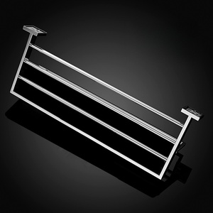 Porte-serviettes mural en acier inoxydable avec étagère, finition polie miroir, porte-serviettes de salle de bain au design minimaliste - Product Image 5