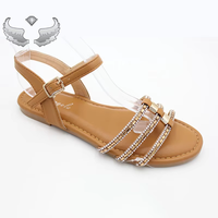 Sandales pour femmes mode strass plat sandale pour dames étés métal décoration tongs décontracté Femme Sandale Femme