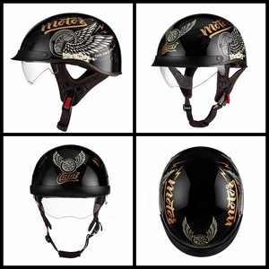 Casco <span class=keywords><strong>de</strong></span> Motocicleta para Hombre, Medio Casco con Lente Transparente Universal para Todas las Estaciones, Casco para Mujer - Product Image 5