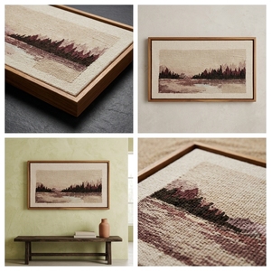 Marco de Resina - Beige - Tapiz Artístico Tejido con Paisaje Lacónico |   Arte de Pared Tejido |   Tapiz mural tejido con motivos de montañas y bosques (21 cm x 21 cm) - Product Image 6