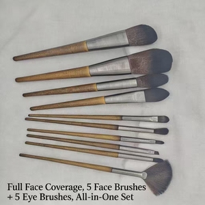 Juego de 10 Brochas de Maquillaje de Lujo, Fibra Sintética, Mango de Madera de Alta Calidad, Brocha Plana, Delineador de Ojos, Corrector, Rubor, Polvo - Product Image 5