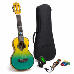 Ukelele de Concierto de 23 Pulgadas, Laminado de Arce Burl, Acabado Brillante, Clavijero Ranurado, Incrustaciones Personalizadas, OEM ODM, Venta al por Mayor de Fábrica - Product Image 1