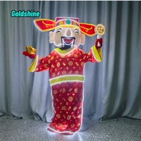 Costume de Mascotte LED Dragon Year God Wealth en Forme de Poupée de Dessin Animé pour Spectacles, Halloween, Noël, la Saint-Valentin et le Nouvel An