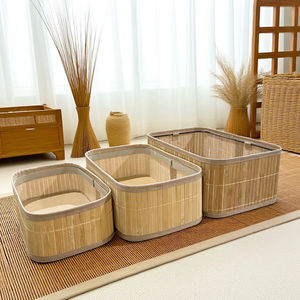 Panier de rangement en bambou de <span class=keywords><strong>style</strong></span> moderne forme rectangulaire pour cosmétiques de bureau boîte de rangement en paille jouets collations vêtements - Product Image 3