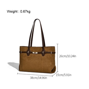 Borsa <span class=keywords><strong>Vintage</strong></span> in Finta Pelle Scamosciata di Alta Qualità 2026, <span class=keywords><strong>Borse</strong></span> a Spalla in Camoscio con Decorazione a Tracolla, <span class=keywords><strong>Borse</strong></span> Tote in Camoscio di Grande Capacità per Donne - Product Image 2