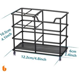 Urbanstrive Soporte para cepillos de dientes de acero inoxidable para baño, 12,2 cm x 10,5 cm x 6 cm, estante de almacenamiento independiente, color negro - Product Image 1