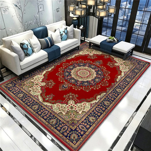 Alfombra Persa Vintage Color Borgoña, Alfombra Oriental Clásica con Diseño Floral para Sala de Estar o Dormitorio, Lavable y Antideslizante - Product Image 1