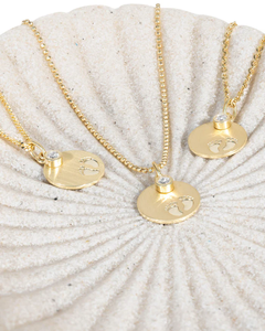 Nouveau Collier Pendentif Disque Empreinte de Bébé AF en Acier Inoxydable Plaqué Or 18K, Gravure Personnalisée Nom Pierre de Naissance, Cadeau pour Maman de Nouveau-né - Product Image 3