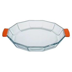 Hxglass forno a microonde uso doppio orecchio esagonale piatto <span class=keywords><strong>di</strong></span> insalata temperato con coperchio resistente al calore torrefazione in vetro pentole - Product Image 1