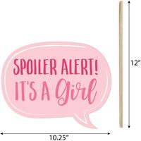 Kit d'accessoires amusants pour photomaton de baby shower 'It's Girl' rose, 10 pièces, formes de flèches et bulles de discours en papier, pour configuration DIY, bâtonnets d'accessoires inclus |