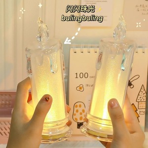 Bougie électronique en plastique cylindrique à lumière chaude, lampe de nuit LED pour chambre à coucher, dortoir - Product Image 4