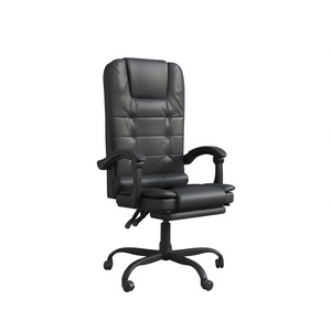 Fauteuil de bureau inclinable en similicuir noir avec fonction massage, style exécutif, design contemporain, base pivotante, pieds en plastique - Product Image 1