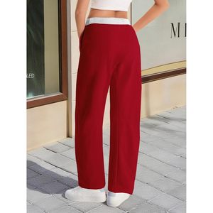 Pantalon de survêtement ample pour femme avec cordon de serrage, taille élastique, style color block, idéal pour le voyage, avec poches - Product Image 4