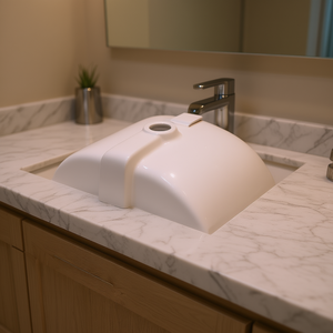 Lavabo Rettangolare Moderno da Incasso 20.08 X 18.31 Pollici, Semi-Incassato, con 3 Fori per Rubinetteria, Finitura Lucida - Product Image 2