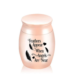 โกศบรรจุอัฐิมนุษย์สำหรับงานศพ ขวดเก็บอัฐิเพื่อรำลึกถึงคนที่รักและสัตว์เลี้ยงที่สูญเสียไป - ขนนกปรากฏเมื่อเทวดาอยู่ใกล้ - Product Image 2