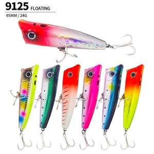 Esca Artificiale di Superficie con Azione di Spruzzatura d'Acqua 95mm/24g per Pesca in Acqua Salata, Popper a Lunga Gittata per Spigola e Coda Gialla Modello 9125 - Product Image 3